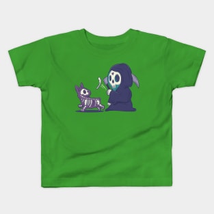 Grim throws a dog a bone Kids T-Shirt